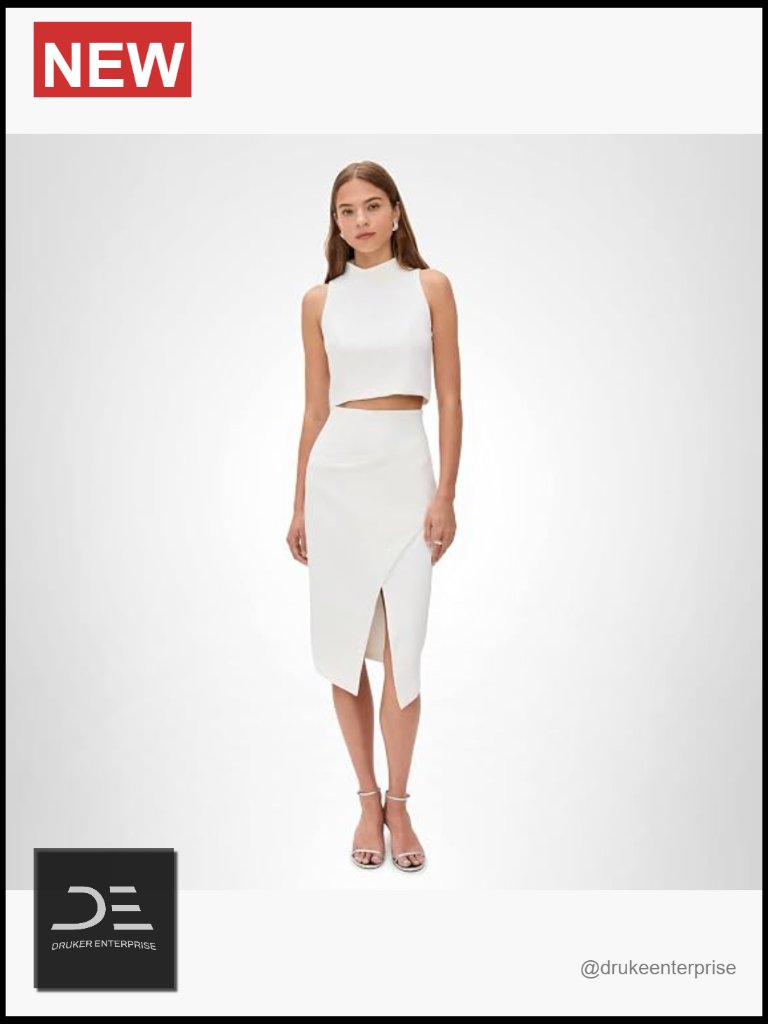Two Piece Jumpsuit Dress - Stretch Suiting Mock Neck Midi Sheath